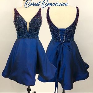 Sherri Hill Midnight Blue Homecoming Dress